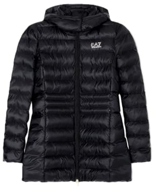 EA7 Emporio Armani Piumino Caban con cappuccio in nylon imbottito da Donna, 7W000685 (IT, Testo, XS, Regular, Regular, Nero)