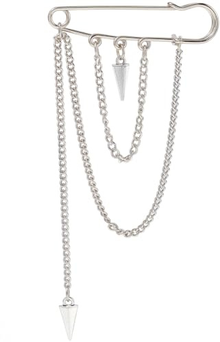 SOFPLATE 2 silberne Sicherheitsnadel Brosche Lange Quaste Brosche Mit Baumelnder Kette Bodkin Metall Personalisierbar Punk Gothic Dekorative Anstecknadeln Aus Legierung Zum Aufhängen Für Pullover Krag