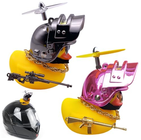 GNHG GMDP Lot de 2 canards en caoutchouc jaunes pour moto avec fixation pour casque et hélice pour décorer vélos et motos