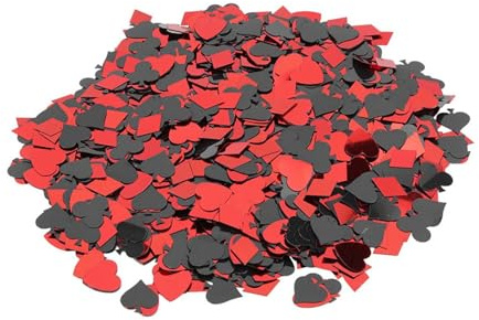 OVAQUIXI Dispersos de Mesa de Confeti para Fiestas, Decoración de PVC de Formas Mixtas de 60 G en Negro y Rojo, para Fiestas Nocturnas de Bodas de Cumpleaños (Corazón de durazno y ciruela estilo