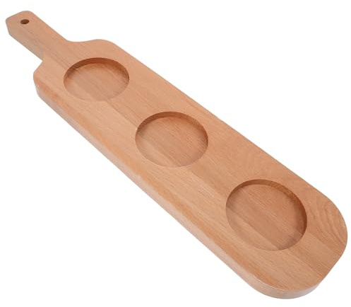 Gatuida Tabla de Madera para Degustación de Bebidas con 3 Orificios Asa Práctica Tamaño 42X10 CM Soporte para Vasos Adecuado para Bares Ktv y Hoteles Bandeja de Servir Cerveza y Vino