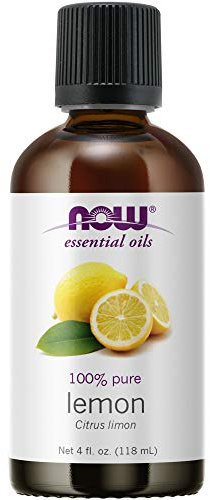 NOW Essential Oils, Lemon Oil, Cheerful Aromatherapy Scent, Cold Pressed, 100% Pure, Vegan, Child Resistant Cap, 4-Ounce