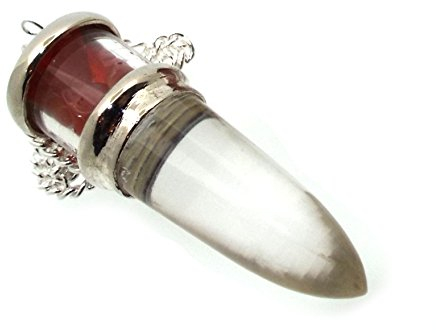 Carnelian and Quartz Gemstone Vial Capsule Pendulum