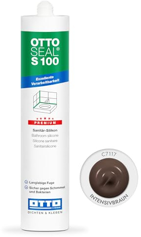 OTTOSEAL S 100 Premium-Sanitär-Silikon 300ml C7117 intensivbraun – Sicher gegen Schimmel & Ideal für Bad, Küche & Wohnbereich – Hervorragend Glätt- & Modellierbar