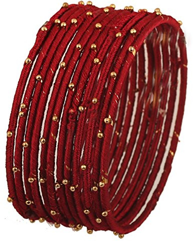 Touchstone Seidenfaden Armreif Sammlung handgefertigten Kunstseidenfaden kastanienbraunen Faden Perlen Armreif Schmuck für Damen 2.5 Kastanienbraun