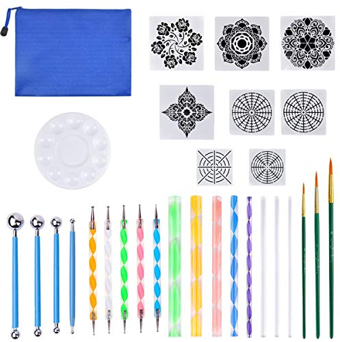 Mandala-Punktwerkzeug Set 30 Stücke - Dotting Schablone und Tools für Acryl Malpinsel, Dot Painting, DIY Malerei, Polymer Nail Art, Handwerk und Zeichnung