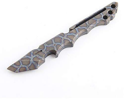 Titanium Crowbar Corkscrew Outdoor Survival EDC Multi-function Tool Crowbar with Pocket Clip by Fanycs(burnt titanium blue)