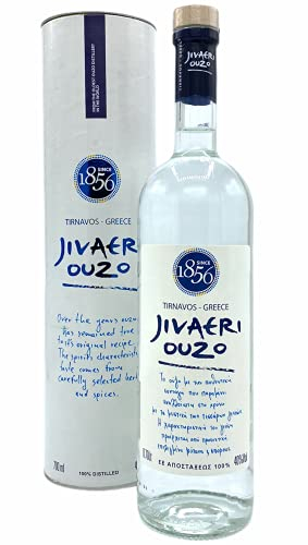 Ouzo Jivaeri 40% 0,7l Flasche mit Geschenkhülse | Älteste Ouzo Destillerie der Welt | 100% Destillat | Griechischer Premium Ouzo von Katsaros