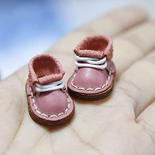 XiDonDon Ob11 Schuhe 1/12 Bjd Schuhe Italienische handgemachte Rinderschuhe Holala Stiefel für Body9,GSC,DDF,YMY,OB,Molly Puppenzubehör (Pink)