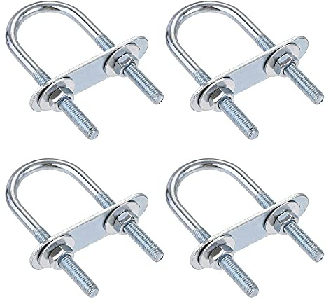 sourcing map 4 Satz Runde U-Bolzen Stahl M6 mit Mutter Platte Scheiben 34mm Innen 75mm Lang