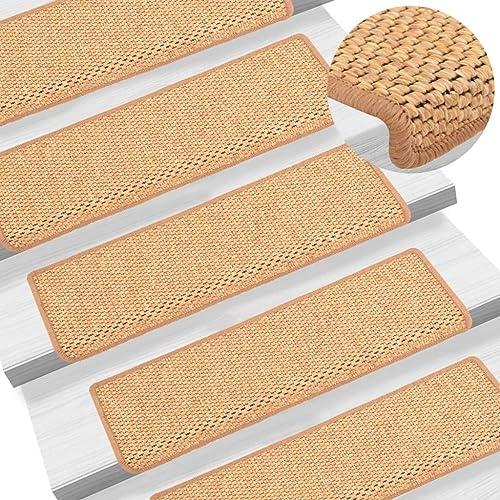 vidaXL Alfombrilla autoadhesiva Escalera sisal 15uds sisal 65x21x4cm