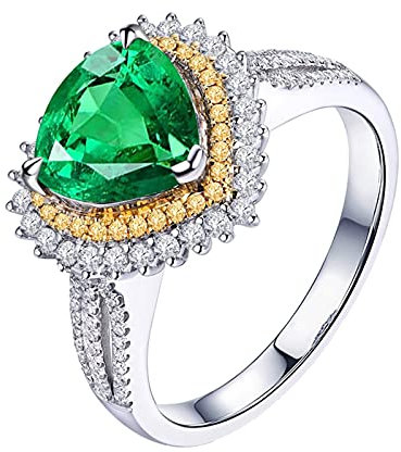 Epinki Herz Damen Diamant Ring in 750 Weißgold Diamantring mit Smaragd 1.95ct und Diamant, Jahrestag Geschenk, Gr.63 (20.1)