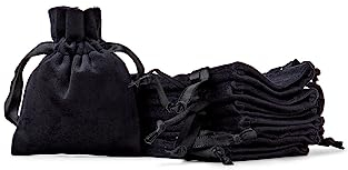 Soul Projekt [10 pezzi Sacchetti regalo in velluto. Borse con coulisse per bomboniere, gioielli, matriomoni, dolcetti, Sacchetti di organza, Nero, Velvet Bags Black 7x9cm x10