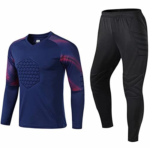 LOXO CASE Maglia Protettiva Portiere, Tuta Portiere Calcio - Completo di Manica Lunga e Pantaloni, Maglia Protettiva Imbottita, Taglie S-4XL,Blue,3XL(78