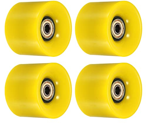 PATIKIL 4 Stück 60mm Longboard Rollen mit Lager ABEC-11 Skateboard Rad Straße Rollen für Skateboards Cruiser Räder Ersatz 80A Goldton Gelb
