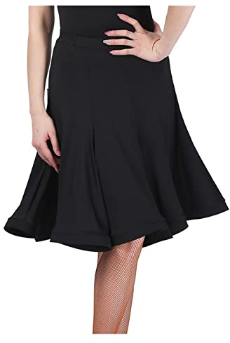 MIYYO Damen Latein Tanzröcke Big Swing Dance Kurzer Skirt Für Cha Cha Rumba Samba,Tanz Kostüm Für Training Wettbewerb Party Performance (Color : Black, Size : M)