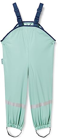 Playshoes Pantaloni fango, salopette antipioggia, fodera in pile, Pantaloni antipioggia antivento e impermeabili Unisex - Bambini e ragazzi, verde pastello, 104