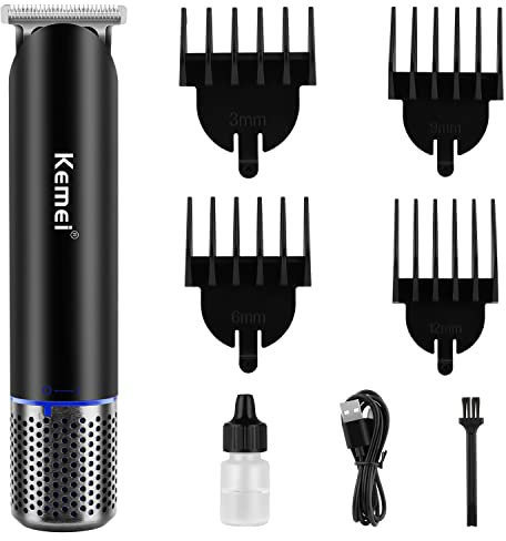 KEMEI Cortapelos negros para hombres, cortadoras de pelo profesionales, cortadoras eléctricas inalámbricas para corte de cabello, cortadoras de pelo inalámbricas recargables por USB, km-827