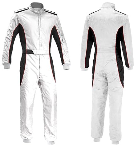 Jueshanzj Onepiece karting racingdräkt, Vit 2, M