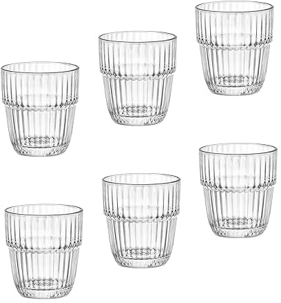 Bormioli Rocco Barshine 10.38 oz. Rocks Stackable Tempered Drinking Glasses, Set of 6, Clear