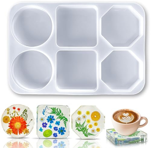 Resin Coaster Molds,6-Cavity Deep Silicone Coaster Molds for Epoxy Resin Casting,DIY Crafts,Home Decoration