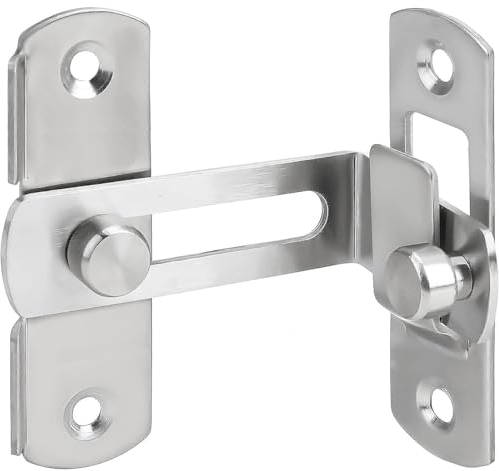 ZiYuya Serratura a flip per porta scorrevole, Serratura Porta Chiusura Della Porta Chiavistello per Porta in Legno Chiavistello piccolo Acciaio Inossidabile, chiusura a chiavistello argento 90°