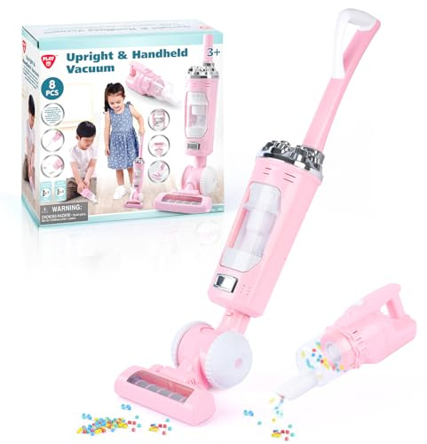 Kids Vacuum Cleaner Toy Set for Toddlers - 2PCS Toy Vacuum Sets for Toddlers 3+ Toddler Vacuum Toy That Works with Sound Effects, Baby Play Vacuum Pretend Role Play Household Housekeeping