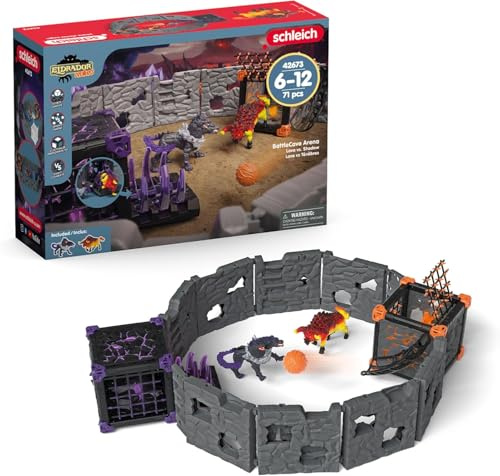 Schleich ELDRADOR Creatures | Battle Cave Arena: Lava vs. Sombra 42673 | Set con 2 Battle Caves, 2 Monstruos & 2 Cristales | Cuevas apilables en Arena | Juguete Desde 7 años | 71 Piezas