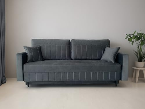 Generisch Moderne Schlafsofa Livio mit Bettkasten und Bonell-Federkern, ideal für Wohnzimmer oder Gästezimmer (GRAU - Paros 06)