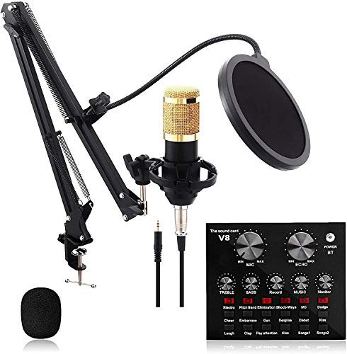 CLLBANT V8,Live Sound Card with Effects,2 Channel USB Audio Mixer Sound Mixing Consoles Amplifier,Handheld Microphone Voice Changer Sound Effects Machine for Compu