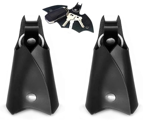 FreeSkill 2 Stück Schlüsseletui Leder - Bat Schlüsselanhänger Schlüsseltasche Leder Schlüsselmäppchen, Fledermaus Keychain, Auto Leder Schlüsseletui Key Organizer