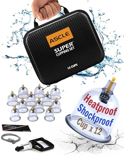 ASCLE Super Cupping Set, Shockproof Heatproof Cups, Water Repellent Shockproof Professional Carrying Case, 12 Cups