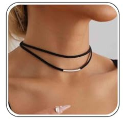 Xmsrn Collar Vintage De Cuero Negro Con Gargantilla De Plata, Boho, Para Mujeres