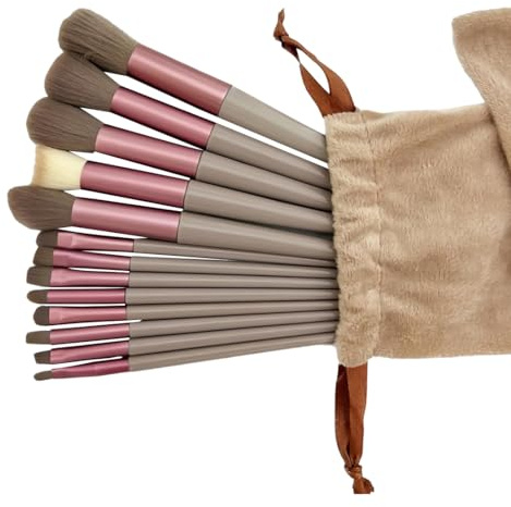 WUSJCOF 13 Pièces Ensemble de Pinceaux de Maquillage Professionnel, Contour, Highlighter, Avec Sac de Voyage (Taille de Voyage)
