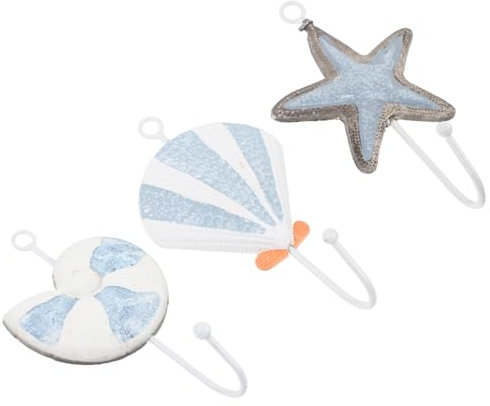 CHILDWEET 3stücke Teiliges Wandhaken Mediterranen Stil Handtuchhaken Für Badezimmer Kleiderhaken Für Flur Seestern Und Schnecken-designs