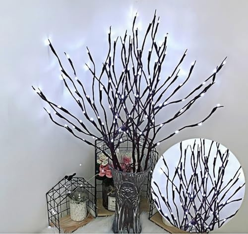 Ulalaza Lot de 6 lampes en branches de saule avec LED fonctionnant avec piles, branches de saule illuminées pour vases, décoration de fête de Noël, pour intérieur et extérieur