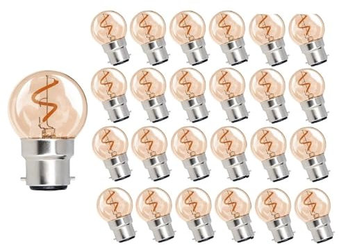 KJXP Lighting, Lot de 25 ampoules LED à filament spirale AC220V G40 B22 1 W 2200 K, lampe non dimmable