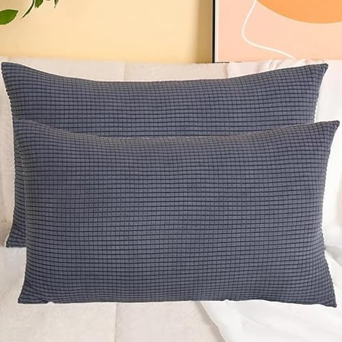 SWJ-swjssb 2 Fundas De Cojín para Sofá Extensible,Fundas Cojines con Cremallera Pana Suave Modernas Funda De Almohada Cojines Decoracion para Sofa Hogar Pillow Covers(Dark Grey,40x50 cm Set of 2)