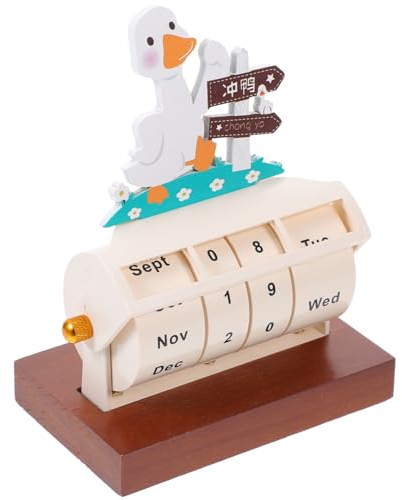 Homoyoyo Holz Tischkalender Lustiger Cartoon Kalender Für Zuhause Und Büro Wiederverwendbarer Desktop Kalender Mit Countdown-funktion Dekoratives Tischaccessoire Für Kreative Räume