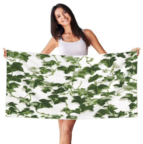 Zsuugj Toalla de playa con patrón de hiedra verde de 27.5 x 55 pulgadas, toalla de playa ligera de secado rápido para regalo esencial de vacaciones