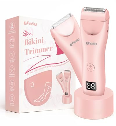 2in1 Rasierer Damen Intimrasierer für Frauen mit LED-Licht Bikini Trimmer | Wiederaufladbarer,Bikini Trimmer Damen Intimbereich,LCD-Display,Elektrorasierer frau für Beine/Arme/Bikinizone, wasserdicht