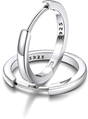 FaithHeart 925 Silber Ohrstecker für Damen Mädchen Knorpel Ohrringe 14MM Huggies Creolen Herren Kreolen Helix Piercings Klappcreolen Silberohrringe Ohrpiercing Silberschmuck