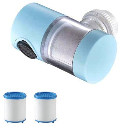 Filtre Eau Robinet, Système de Filtration sur Robinet Purificateur d'eau Rotatif à 360° Anti-éclaboussures avec 2 Filtres de Rechange pour Cuisine et Salle De Bain.