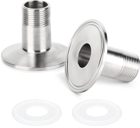 ERGAOBOY 2 Stück 1,5 Tri Clamp zu 1/2 BSP Außengewinde 304 Edelstahl Sanitär Fitting Ferrule OD 50.5mm Hausbrau Anschluss