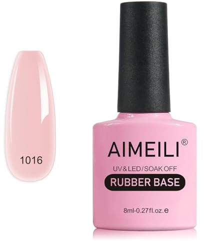 AIMEILI Rubber Base 8ml Flexible Builder Selbstglättendes Gel Unterlack Nail Strengthener Rhinestone Glue Gel Nagellack Transparent Jelly Rubbergel 5 IN 1-1016