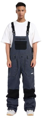 GSOU SNOW Uomo Salopette da Sci Bavaglino da Snowboard Pantaloni da Neve - Multi Tasche Leggeri Impermeabili Antivento Traspiranti Caldi