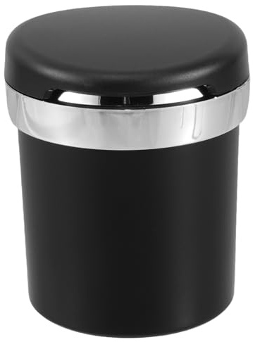 Cendrier avec Noir Voiture Compact Couvercle, Abs | Format Léger et Robuste, S’insère le Porte-gobelet, Design Moderne Élégant pour Intérieur Automobile