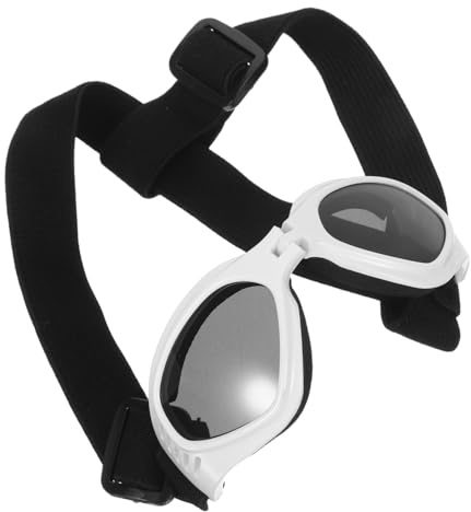 DECOMELODY Verstellbare Hundesonnenbrille Uv Schutz Hundebrille für Kleine und Mittlere Rassen wasserdichte Faltbare Haustierbrille mit Verstellbarem Gurt für Outdoor Wind und Regenschutz
