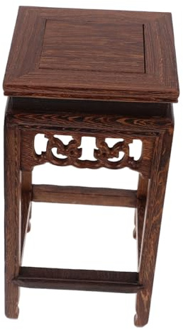 TOBBOMEY Rustic Wooden Stool Plant Display Stand Wood Pedestal for Living Bedroom Home Stable Structure with Spacious Surface for Flower Pots Jade Craft Planter Holder