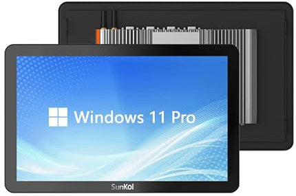 SunKol PC industriale senza ventola da 13,3,PC touch integrato 16:9 a 10 punti,computer all-in-one IP65,accensione automatica,per fabbriche,automazione,aziende (I5-10310U,senza RAM,storage e sistema)